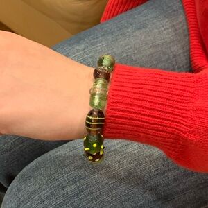 Green and Brown Beaded Bracelet